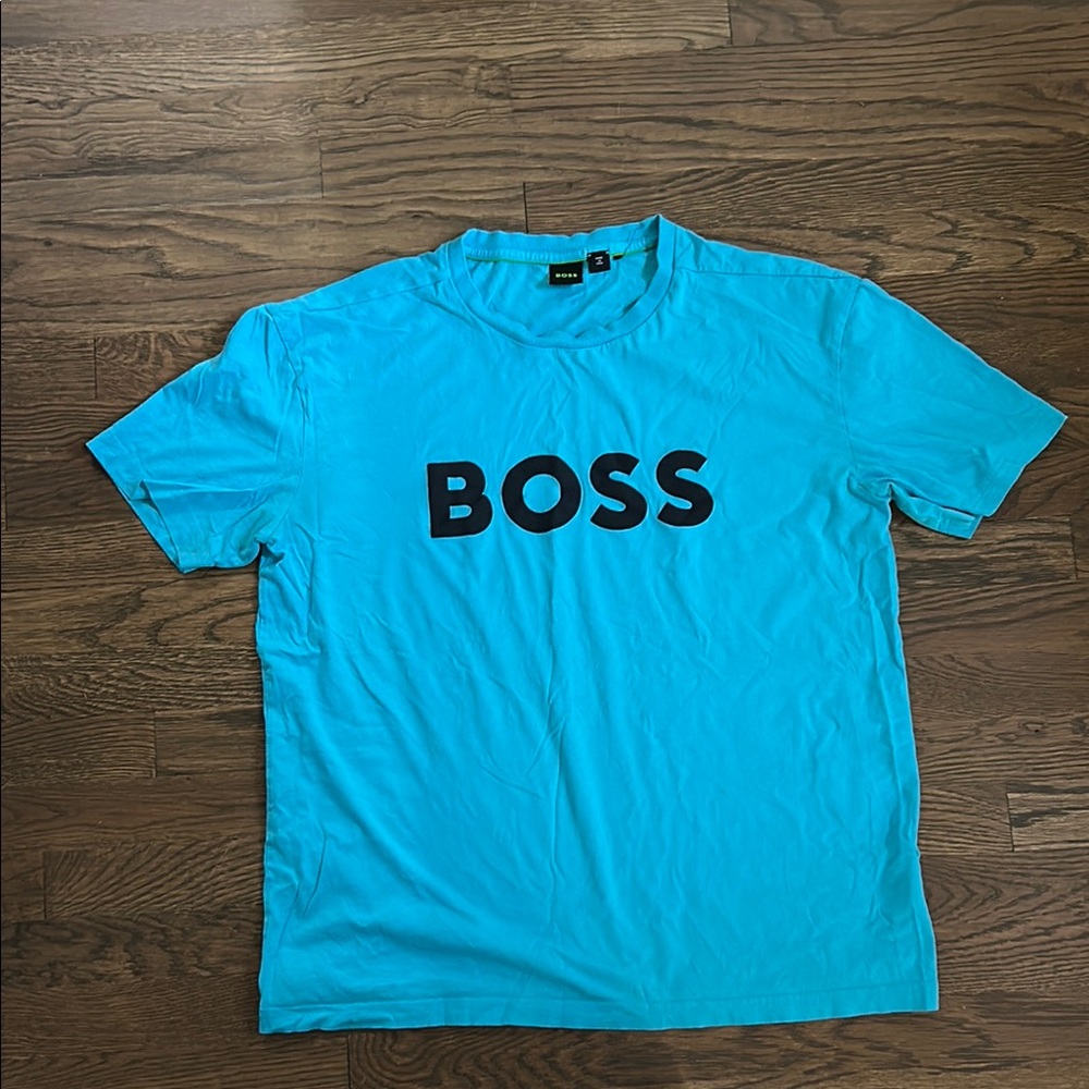 Boss Men's Aqua Blue Tee